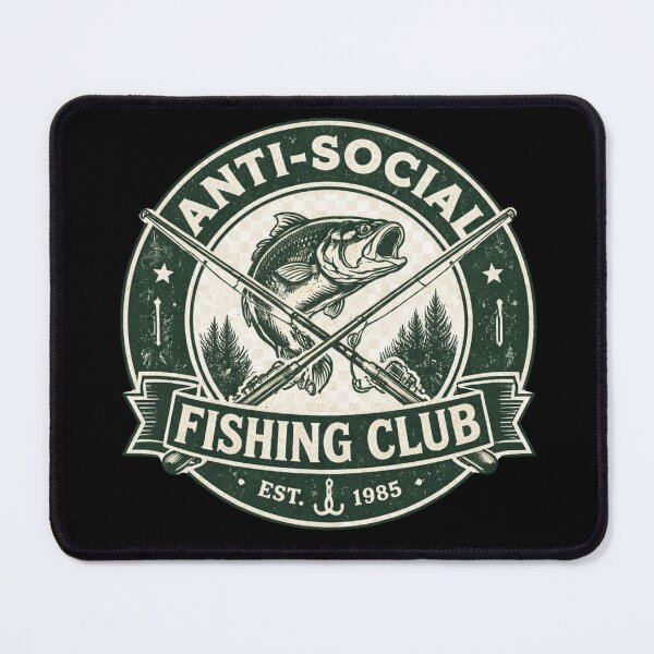 Item preview, Anti Social Fishing Club – Funny Bass Fishing Dad Gift Retro Design designed and sold by Ladys-Gents.