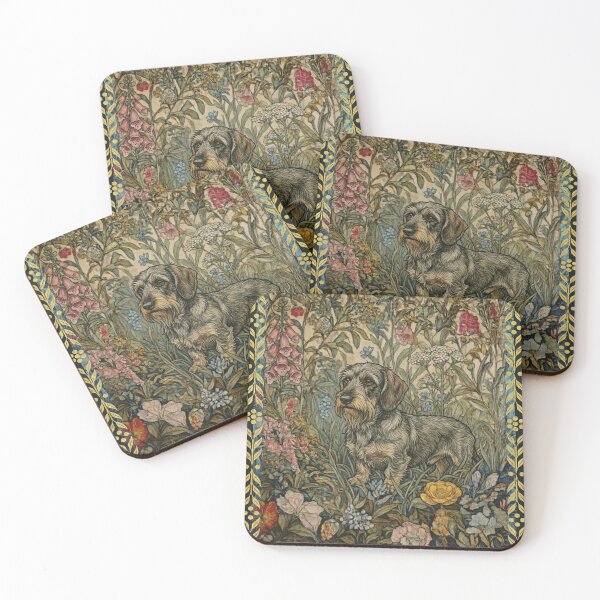 Item preview, Bearded Dachshund Victorian Garden Floral Design designed and sold by AntiqueImages.