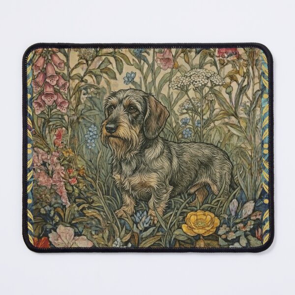 Item preview, Bearded Dachshund Victorian Garden Floral Design designed and sold by AntiqueImages.