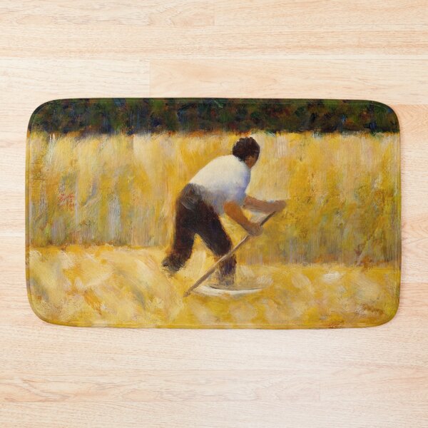 Item preview, The Mower by Georges Seurat: Neo Impressionist Rural Harvest Poster designed and sold by artofuniverse.