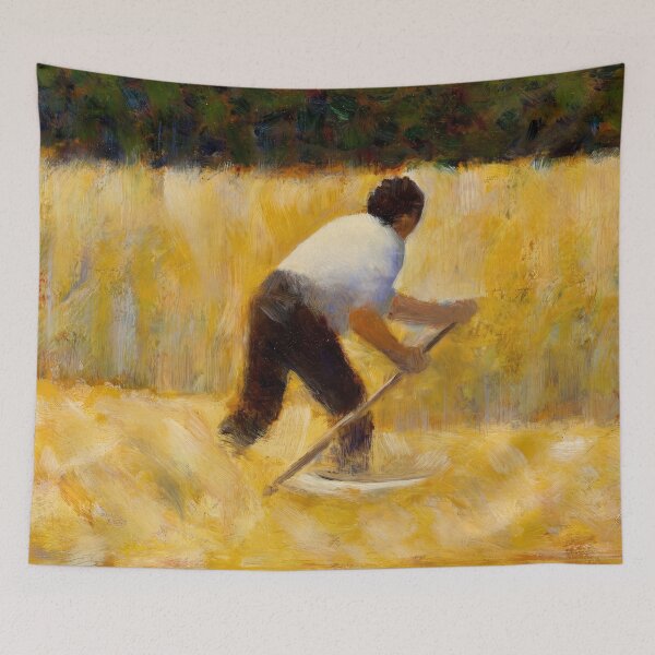 Item preview, The Mower by Georges Seurat: Neo Impressionist Rural Harvest Poster designed and sold by artofuniverse.