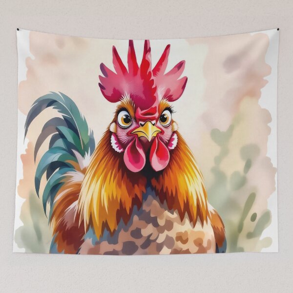 Item preview, Whimsical Watercolor Rooster in a Summer Field designed and sold by Serene Strokes Art.