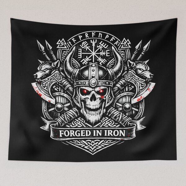 Item preview, Forged in Iron Viking Skull Shirt – Norse Warrior Helmet, Vegvisir Compass, Viking Axe Nordic Mythology Design designed and sold by R3X .