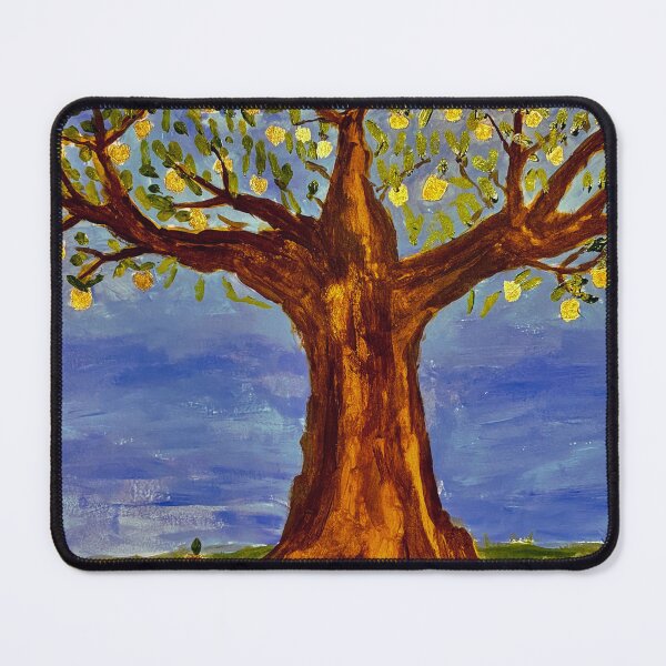 Item preview, Golden Apple Dream Tree — Folk Art Acrylic Painting designed and sold by VisionBazaar.