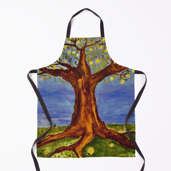 Item preview, Golden Apple Dream Tree — Folk Art Acrylic Painting designed and sold by VisionBazaar.