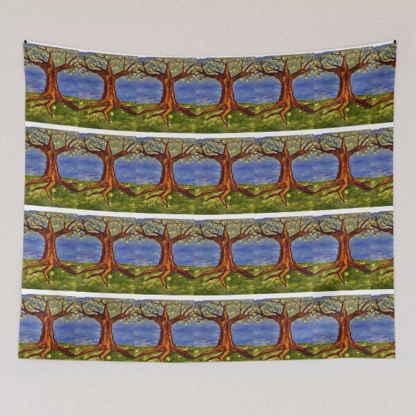 Item preview, Golden Apple Dream Tree — Folk Art Acrylic Painting designed and sold by VisionBazaar.