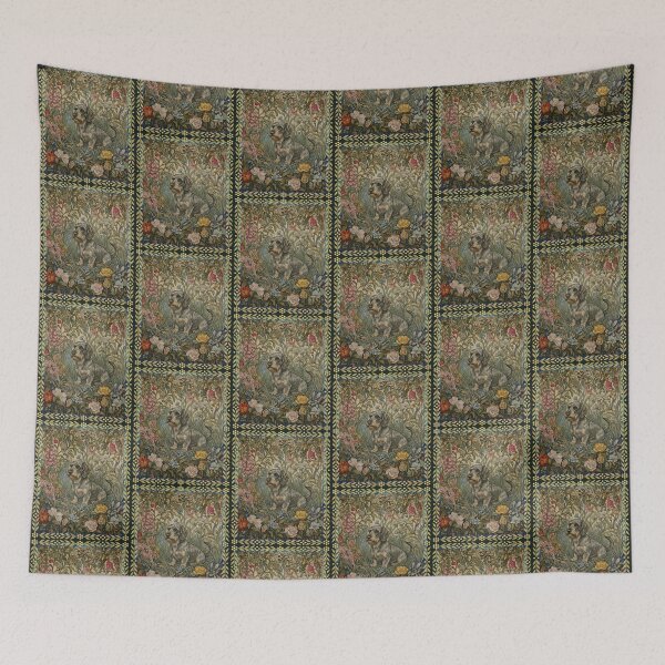 Item preview, Bearded Dachshund Victorian Garden Floral Design designed and sold by AntiqueImages.