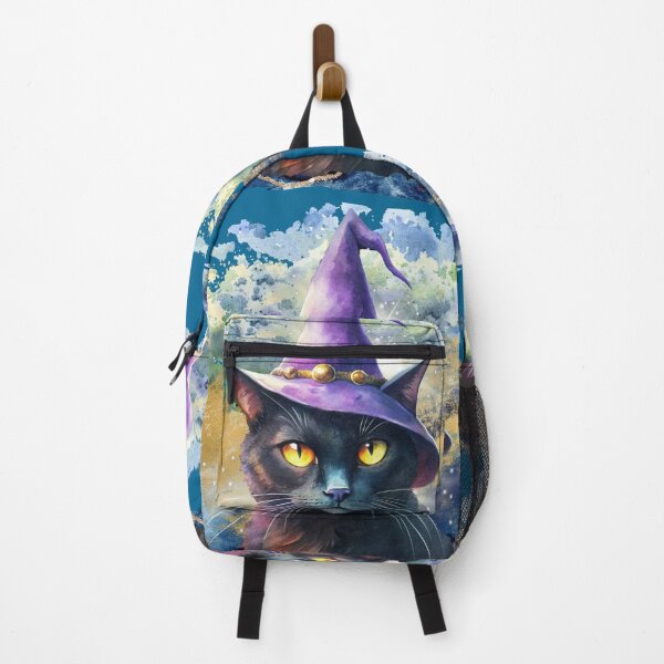 Item preview, Black Cat Witch Watercolor Art, Magical Cat Illustration, Halloween Cat, Mystic Wizard Cat, Cute Gothic Cat Painting designed and sold by ChenEngEng.