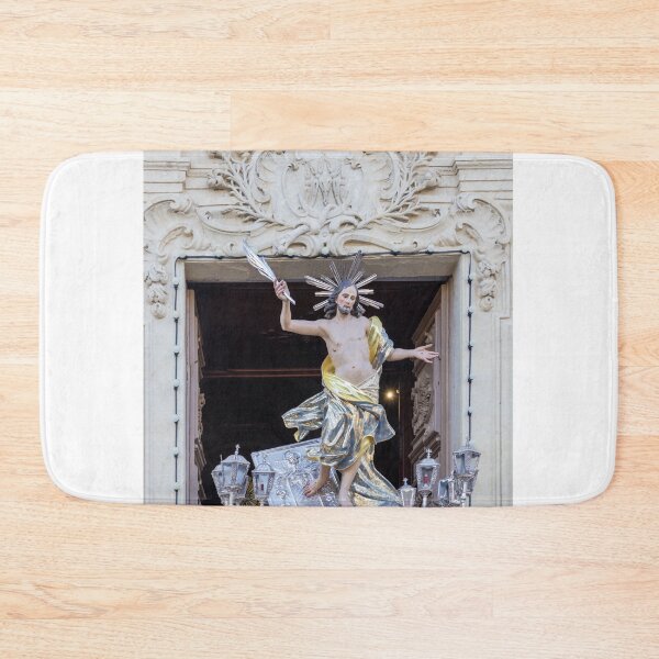 Item preview, Baroque Statue Of The Risen Christ Displayed From An Ornate Church Portal During Procession designed and sold by Nmallia.