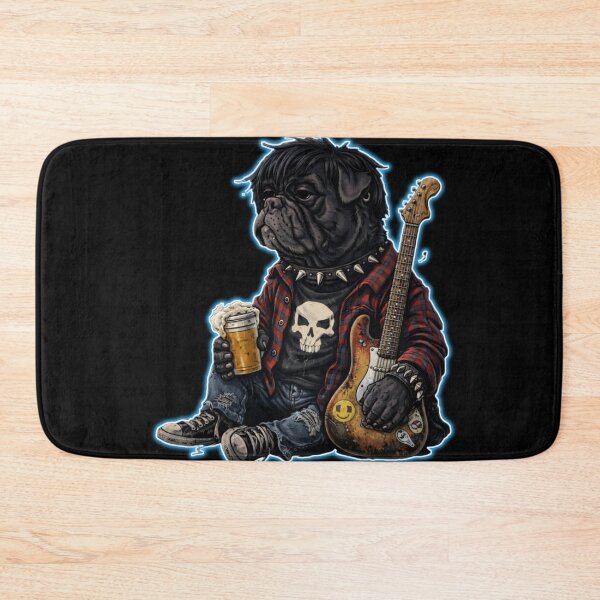 Item preview, Grunge Rock Pug Guitar Beer Punk Dog | Funny Music Lover Gift | Rebel Pub Rock Style designed and sold by ☆ CR4ZIIB4BII ☆.