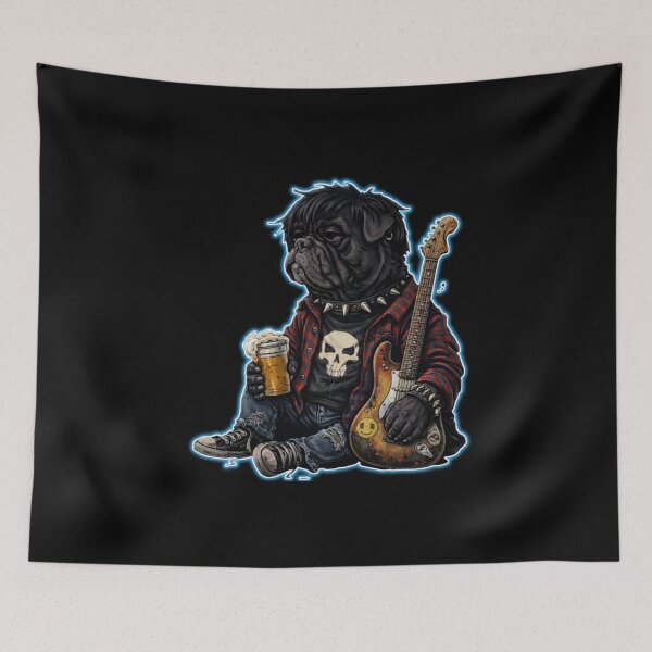 Item preview, Grunge Rock Pug Guitar Beer Punk Dog | Funny Music Lover Gift | Rebel Pub Rock Style designed and sold by ☆ CR4ZIIB4BII ☆.