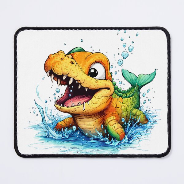 Item preview, Cute Cartoon Crocodile Fish Splash – Orange Green Funny Sea Creature Illustration designed and sold by bambooks.tabooks.