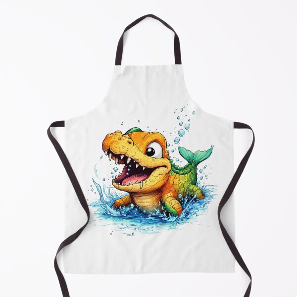 Item preview, Cute Cartoon Crocodile Fish Splash – Orange Green Funny Sea Creature Illustration designed and sold by bambooks.tabooks.