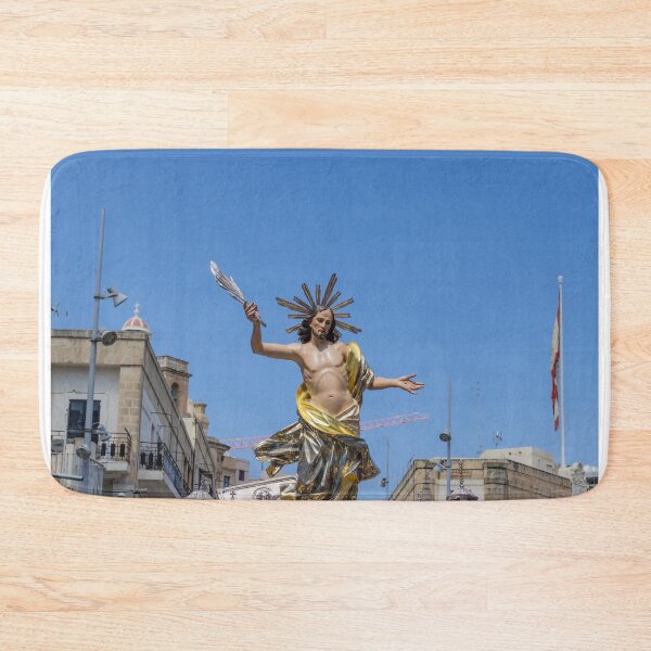 Item preview, Gilded Statue Of the Resurrected Jesus In Outdoor Religious Procession Under Blue Sky designed and sold by Nmallia.