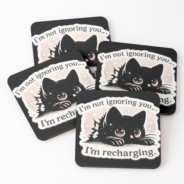 Item preview, Introvert Cat “I’m Not Ignoring You I’m Recharging” Cute Funny Anti Social Kitty Design designed and sold by sumodesign.