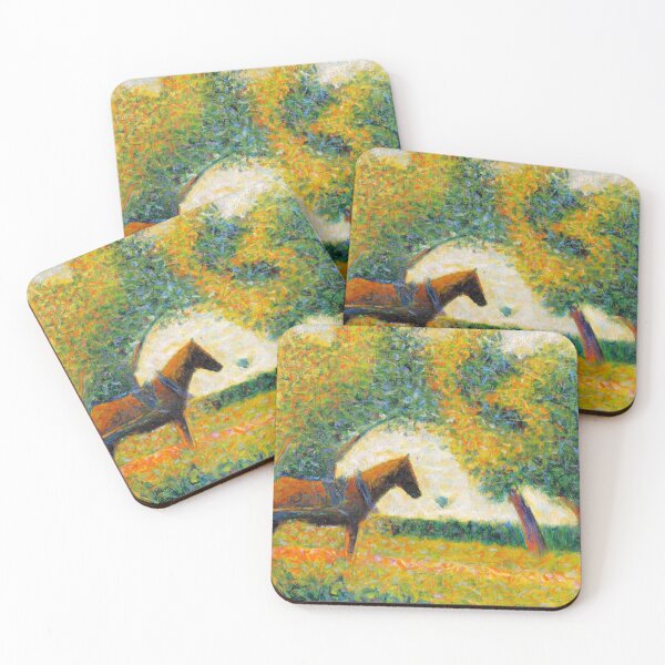 Item preview, The Harnessed Horse by Georges Seurat: Neo Impressionist Countryside Poster designed and sold by artofuniverse.
