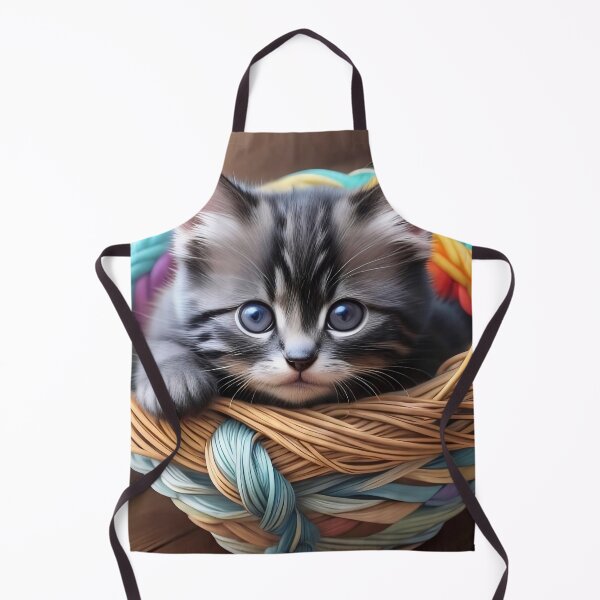 Item preview, Little Blue-Eyed Kitten in a Rainbow Basket designed and sold by Serene Strokes Art.