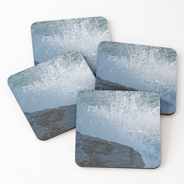Item preview, Ocean Waves Crashing Against Rocky Shore With Dramatic Water Splash and Sea Spray designed and sold by Nmallia.