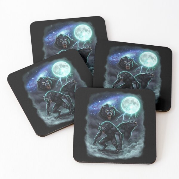Item preview, Three Werewolves Howling Under A Glowing Full Moon designed and sold by EthosWear.