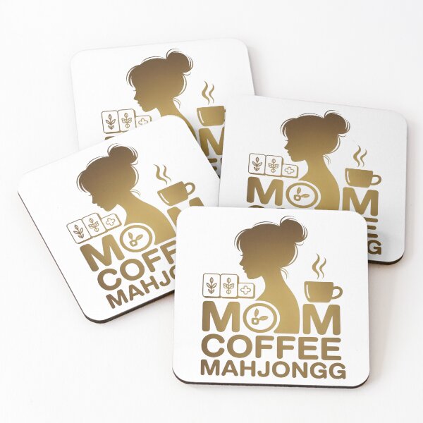 Item preview, Mahjong Mom Coffee Lover Cute Gift Minimal Gold Tile Design designed and sold by WearVerse440.