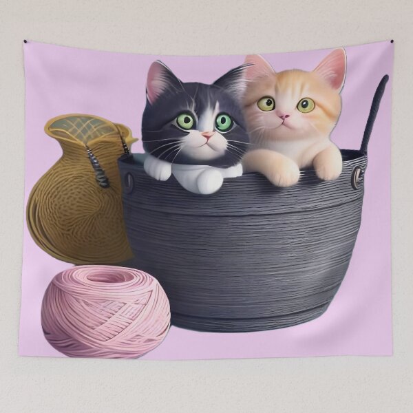 Item preview, Two Best Friends: Cute Kittens in a Cozy Basket designed and sold by Serene Strokes Art.