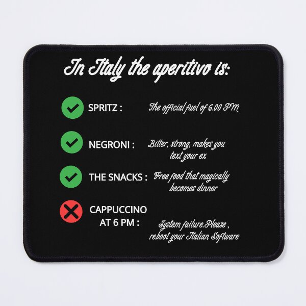 Item preview, Funny Italian Aperitivo Rules Checklist - Foodie Meme Shirt & Sticker Black Version designed and sold by TheItaliandilemma.