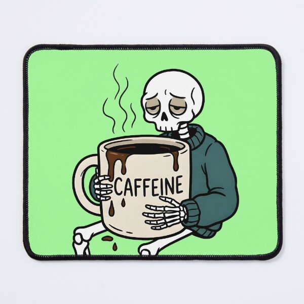 Item preview, Tired Skeleton Coffee Design – “Caffeine” Mug Graphic | Funny Dark Humor Coffee Lover Art designed and sold by Raw Tigers.