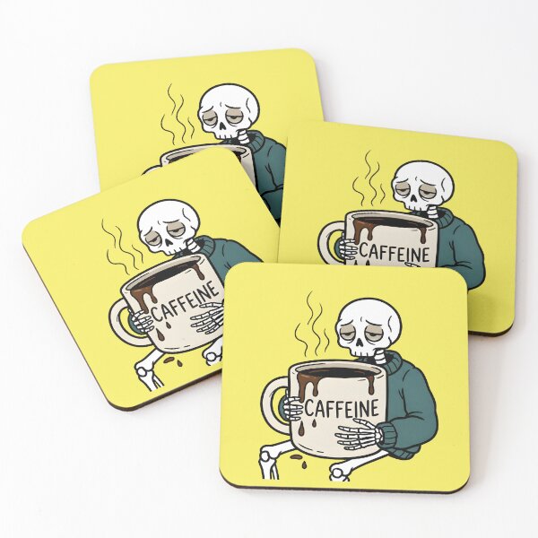 Item preview, Tired Skeleton Coffee Design – “Caffeine” Mug Graphic | Funny Dark Humor Coffee Lover Art designed and sold by Raw Tigers.