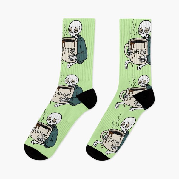 Item preview, Tired Skeleton Coffee Design – “Caffeine” Mug Graphic | Funny Dark Humor Coffee Lover Art designed and sold by Raw Tigers.