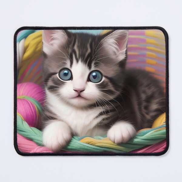 Item preview, Dreamy Grey Kitten in a Soft Pastel Basket designed and sold by Serene Strokes Art.