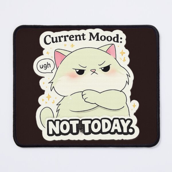 Item preview, Not Today Cat – Grumpy Mood Funny Introvert Cat Sticker designed and sold by sumodesign.