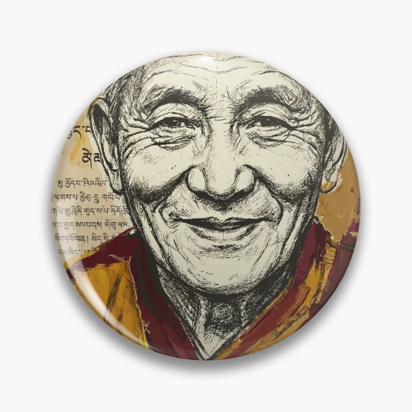 Item preview, Artistic Portrait of a Smiling Zen Buddhist Monk designed and sold by Honu2025.