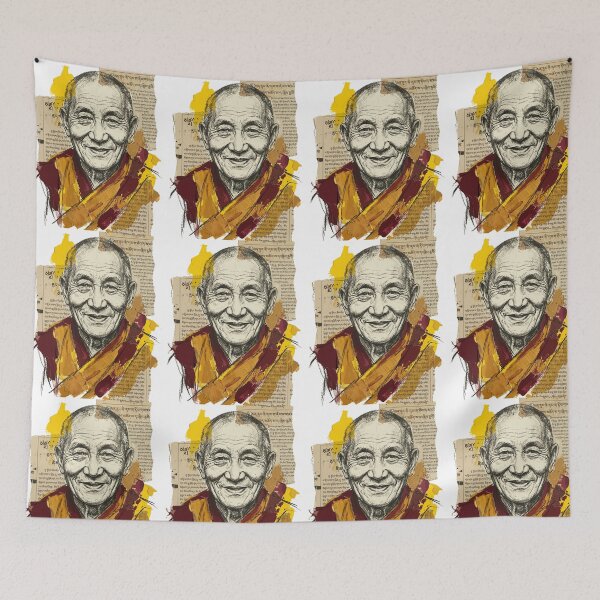 Item preview, Artistic Portrait of a Smiling Zen Buddhist Monk designed and sold by Honu2025.