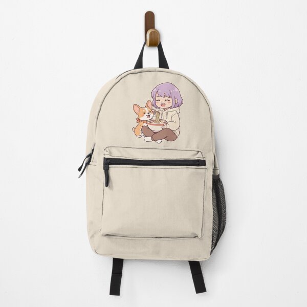 Item preview, Cute Anime Girl Sharing Ramen with Corgi designed and sold by MythicCotton.