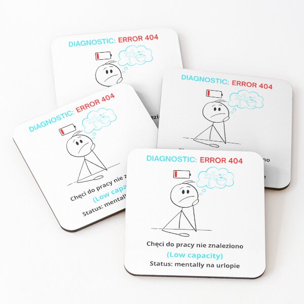 Item preview, White Diagnostic Error 404 - Funny Polish Work Humor Gift Mentally Na Urlopie designed and sold by VibePolinglish.