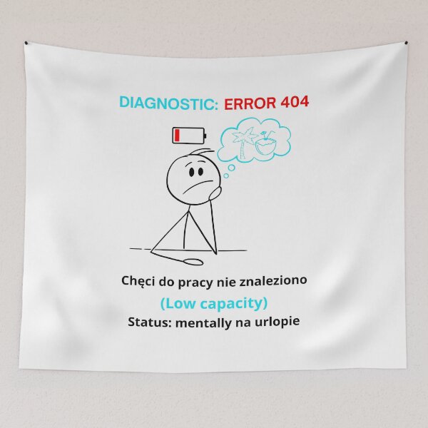 Item preview, White Diagnostic Error 404 - Funny Polish Work Humor Gift Mentally Na Urlopie designed and sold by VibePolinglish.
