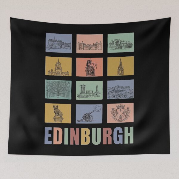 Item preview, Edinburgh Landmarks Grid - Historic Scotland Castle & Greyfriars Bobby designed and sold by Loom on the Loch.