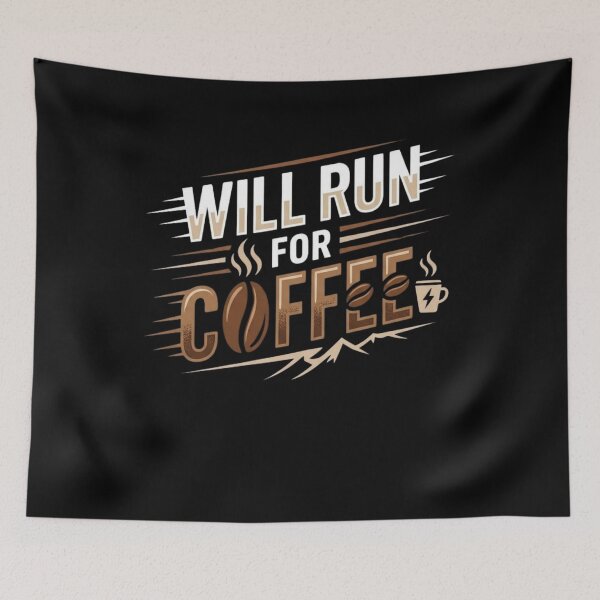 Item preview, Will Run for Coffee Funny Trail Running Quote | Coffee Lover Running Motivation | Minimalist Marathon Runner Design designed and sold by bilal sibgui.