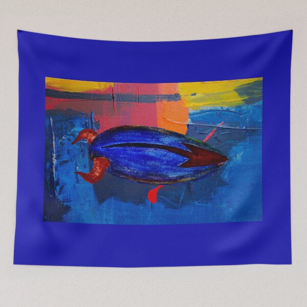 Item preview, Blue Bird on Fire — Expressionist Acrylic Painting designed and sold by VisionBazaar.