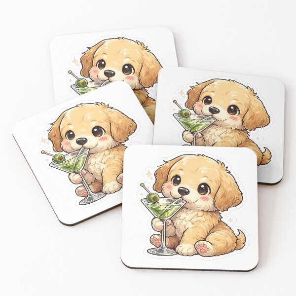 Item preview, Cute Puppy Martini – Tipsy Dog Funny Sticker designed and sold by PIXEL POP DESIGNS - Beyond the Norm!.