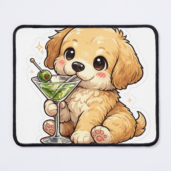Item preview, Cute Puppy Martini – Tipsy Dog Funny Sticker designed and sold by PIXEL POP DESIGNS - Beyond the Norm!.