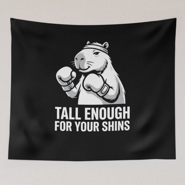 Item preview, Tall Enough For Your Shins Funny Capybara Boxer Meme Sarcastic Animal Streetwear Design designed and sold by bilal sibgui.
