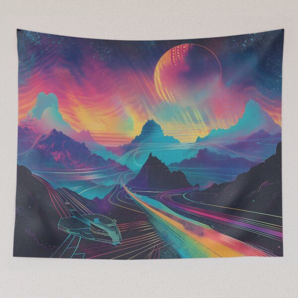 Item preview, Retro 70s Psychedelic Space Road Poster designed and sold by LuminousFoundry.