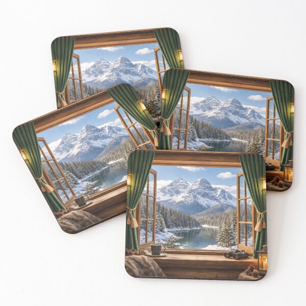 Item preview, Snow-Capped Mountain - View from Cabin Window designed and sold by Myra365Art.