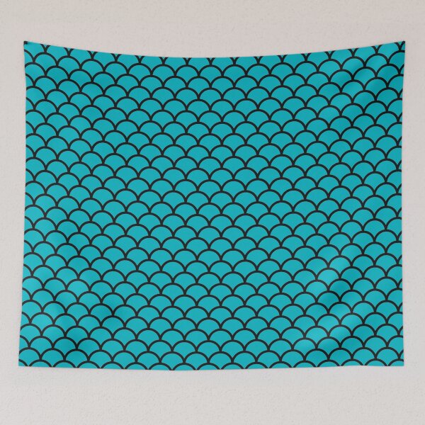 Item preview, Cyan And Black Mermaid Scales Pattern designed and sold by pattern-archive.