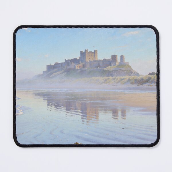 Item preview, Bamburgh Castle Beach Painting – Northumberland Coastal Art designed and sold by QuietCanvasArtworks.