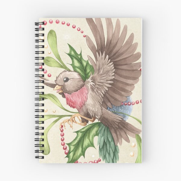 Item preview, Festive Watercolor Robin with Holly & Mistletoe designed and sold by LCWaterworth.