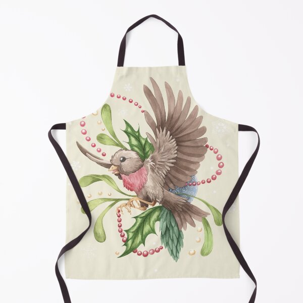 Item preview, Festive Watercolor Robin with Holly & Mistletoe designed and sold by LCWaterworth.