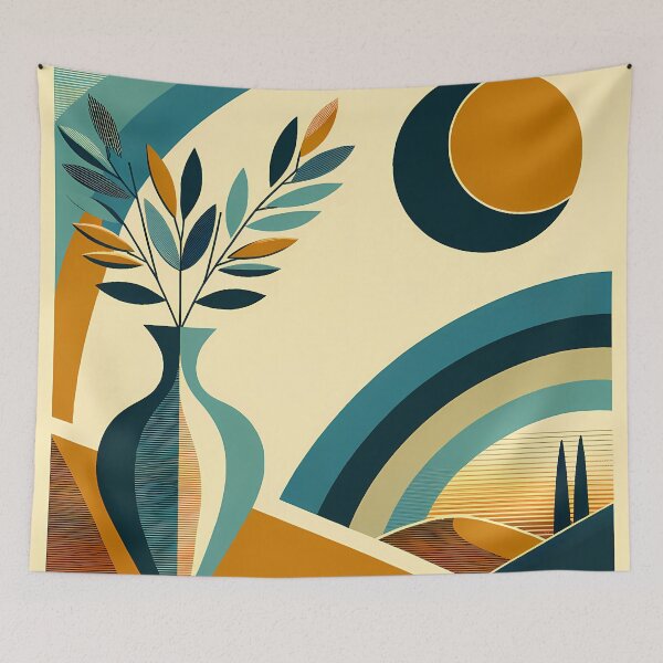 Item preview, Abstract Vase and Moon Landscape designed and sold by InkSmithery.