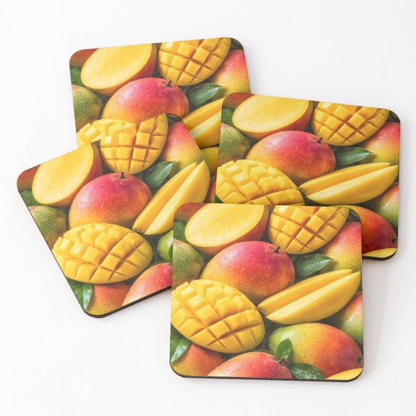 Item preview, Tropical Mango Bliss | Juicy Sliced Fruit Mosaic | Vibrant Exotic Kitchen Wall Art designed and sold by SergioMiklos.